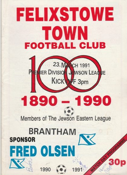 Felixstowe Town v Brantham Athletic  23-Mar-1991