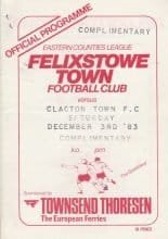 Felixstowe Town v Clacton Town   03-Dec-1983