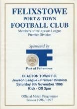 Felixstowe Town v Clacton Town   09-Nov-1996