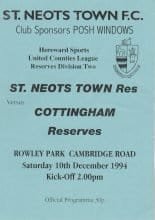 St Neots Town Reserves v Cottingham Reserves  10-Dec-1994