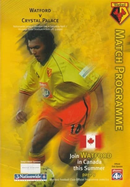 Watford v Crystal Palace  07-Apr-2001