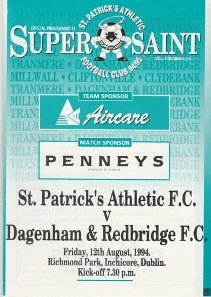 St Patrick's Athletic v Dagenham & Redbridge  12-Aug-1994
