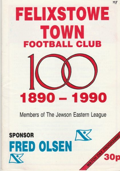 Felixstowe Town v Great Yarmouth Town  21-Nov-1990