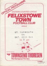 Felixstowe Town v Great Yarmouth Town 29-Oct-1983