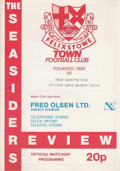 Felixstowe Town v Great Yarmouth Town  04-Apr-1988