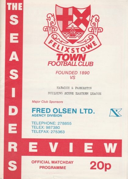 Felixstowe Town v Harwich & Parkeston  13-Feb-1988
