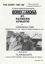 St Patrick's Athletic v Huddersfield Town  29-Jul-1991