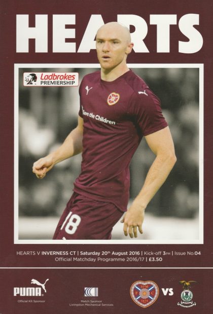 Heart of Midlothian v Inverness Caledonian Thistle 20-Aug-2016