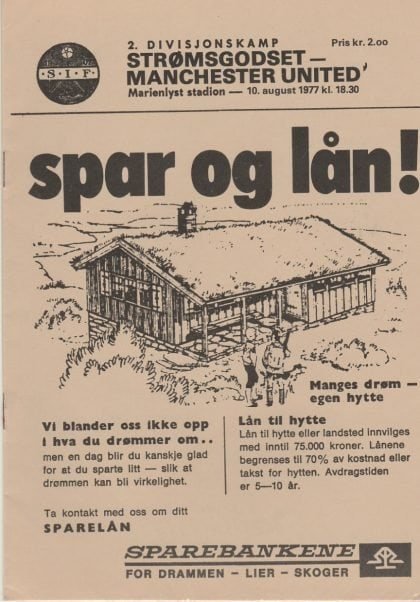 Strǿmsgodset IF v Manchester United 10-Aug-1977