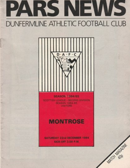 Dunfermline Athletic v Montrose 22-Dec-1984