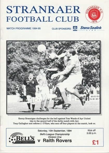 Stranraer v Raith Rovers 10-Sep-1994
