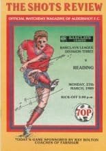 Aldershot v Reading  27-Mar-1989