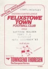 Felixstowe Town v Saffron Walden Town 10-Dec-1983