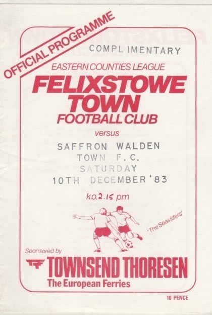 Felixstowe Town v Saffron Walden Town 10-Dec-1983