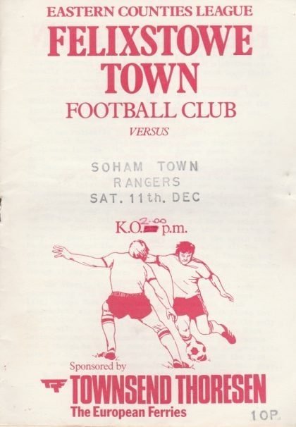Felixstowe Town v Soham Town Rangers  11-Dec-1982