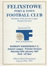 Felixstowe Town v Sudbury Wanderers  25-Jan-1997
