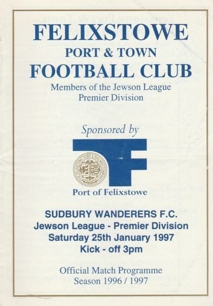 Felixstowe Town v Sudbury Wanderers  25-Jan-1997