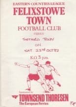 Felixstowe Town v Thetford Town  23-Oct-1982