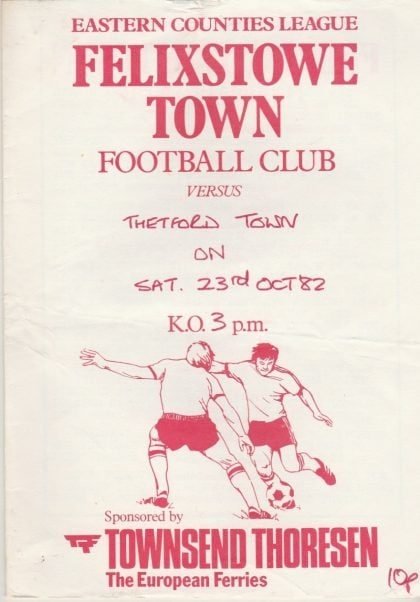 Felixstowe Town v Thetford Town  23-Oct-1982