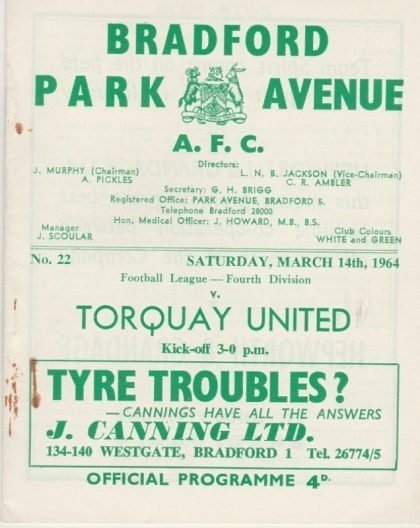 Bradford Park Avenue v Torquay United 14-Mar-1964
