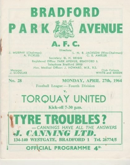 Bradford Park Avenue v Torquay United  27-Apr-1964