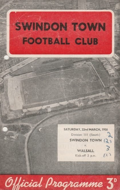 Swindon Town v Walsall 22-Mar-1958