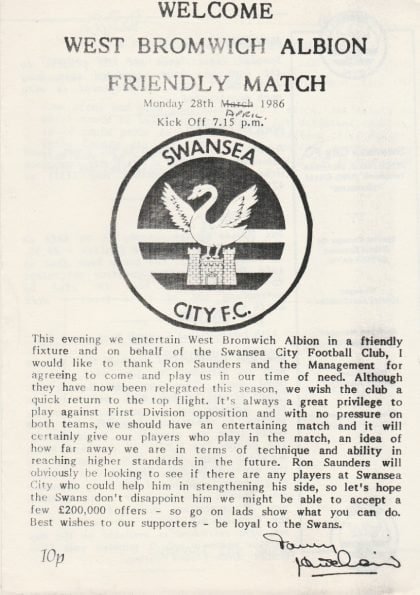 Swansea City v West Bromwich Albion 28-Apr-1986