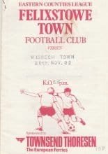 Felixstowe Town v Wisbech Town  20-Nov-1982