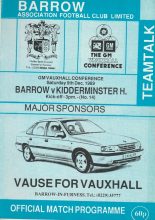 Barrow v Kidderminster Harriers 09-Dec-1989