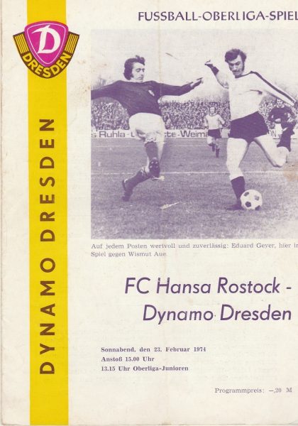 Dynamo Dresden v Hansa Rostock   23-Feb-1974