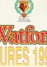 Watford Fixture card 1991-92