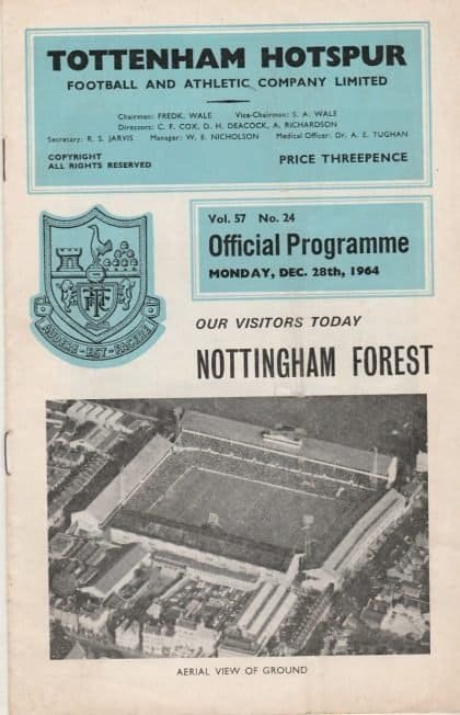Tottenham Hotspur v Nottingham Forest 28-Dec-1964