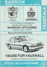 Barrow v Wycombe Wanderers  20-Jan-1990