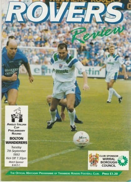 Tranmere Rovers v Bolton Wanderers 07-Sep-1993