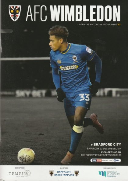 AFC Wimbledon v Bradford City 23-Dec-2017