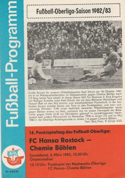 Hansa Rostock vs Chemie Bohlen 05-Mar-1983