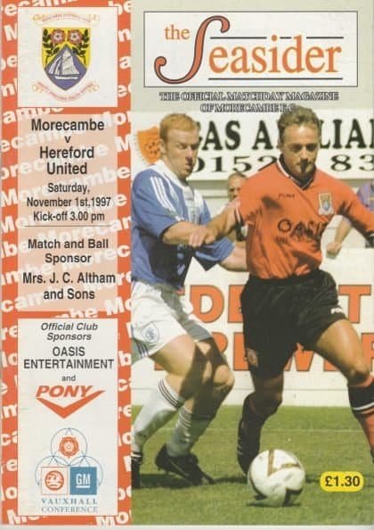 Morecambe v Hereford United  01-Nov-1997