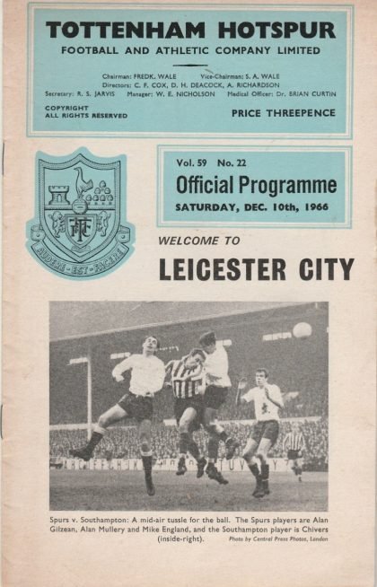 Tottenham Hotspur v Leicester City 10-Dec-1966
