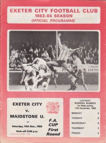 Exeter City v Maidstone United 19-Nov-1983