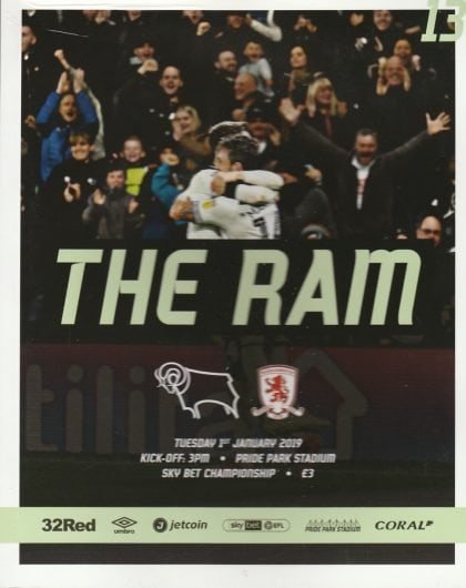 Derby County v Middlesbrough  01-Jan-2019