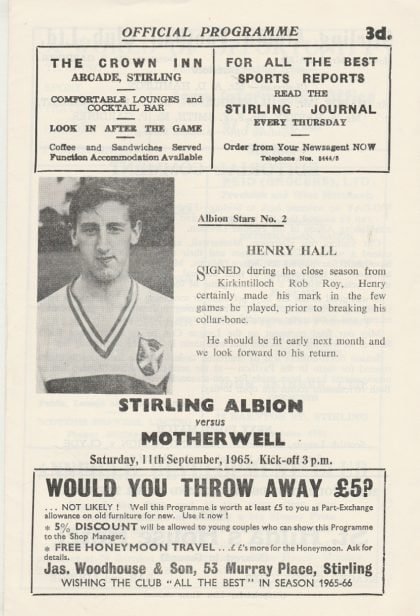 Stirling Albion v Motherwell  11-Sep-1965