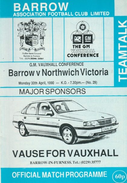 Barrow v Northwich Victoria  30-Apr-1990