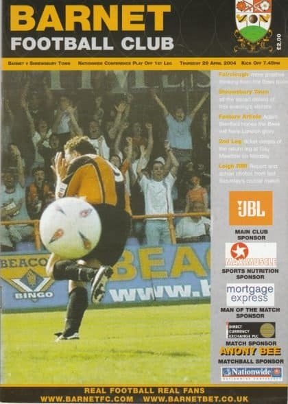 Barnet v Shrewsbury Town 29-Apr-2004