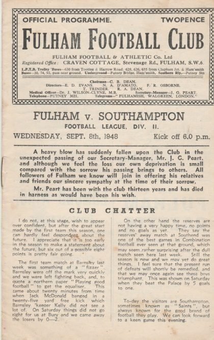 Fulham v Southampton 08-Sep-1948