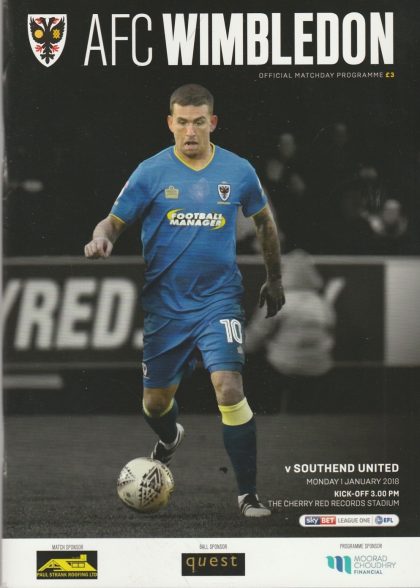AFC Wimbledon v Southend United  01-Jan-2018