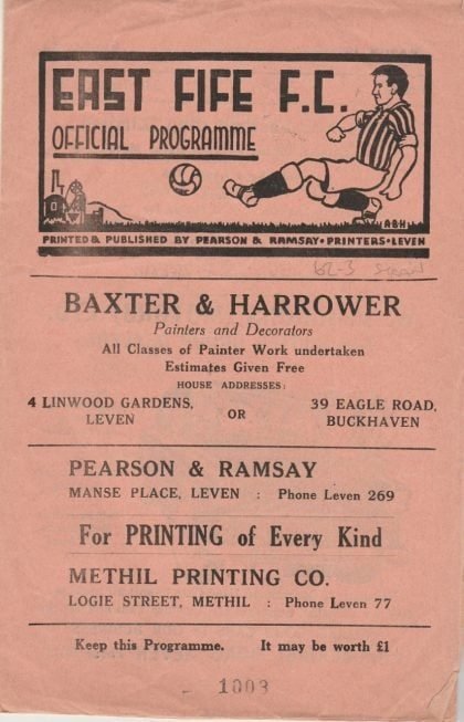 East Fife v Stranraer 02-Jan-1963