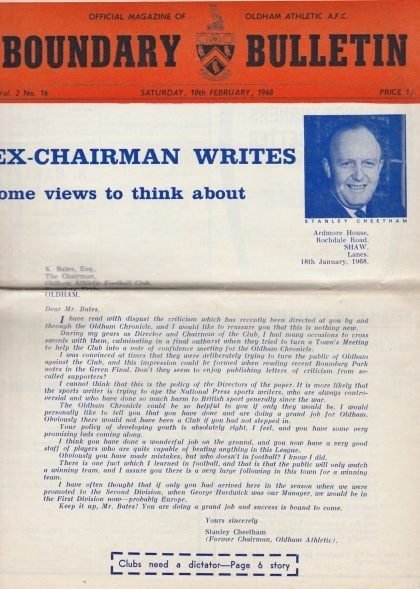 Oldham Athletic v Torquay United 10-Feb-1968