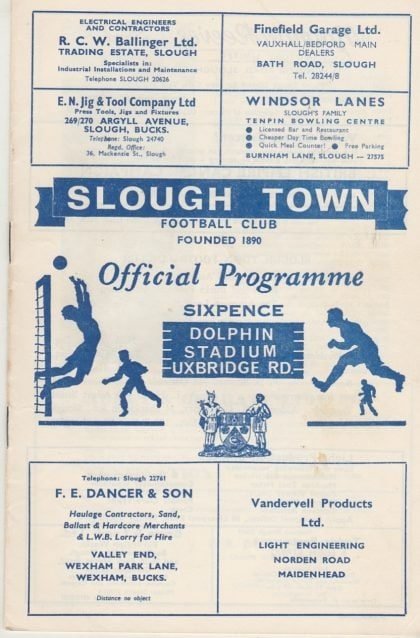 Slough Town v Walton & Hersham 29-Aug-1966