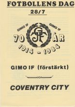 Gimo IF v Coventry City 28-Jul-1984