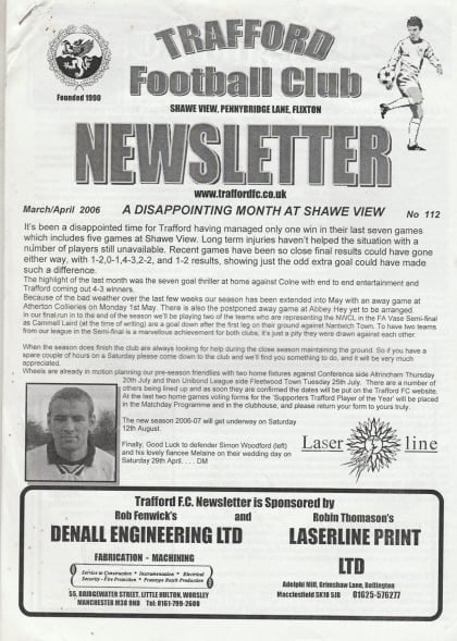 Trafford Football Club Newsletter  no112 M/Apr 2006